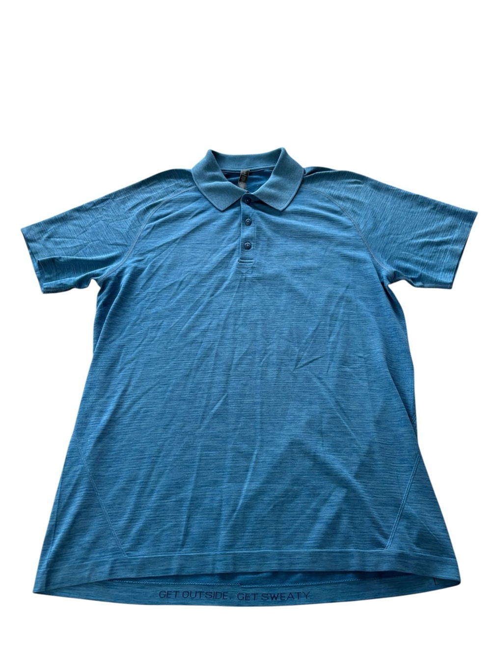 Lululemon Men's Short Sleeve Polo Shirt Heathered Blue Large GUC